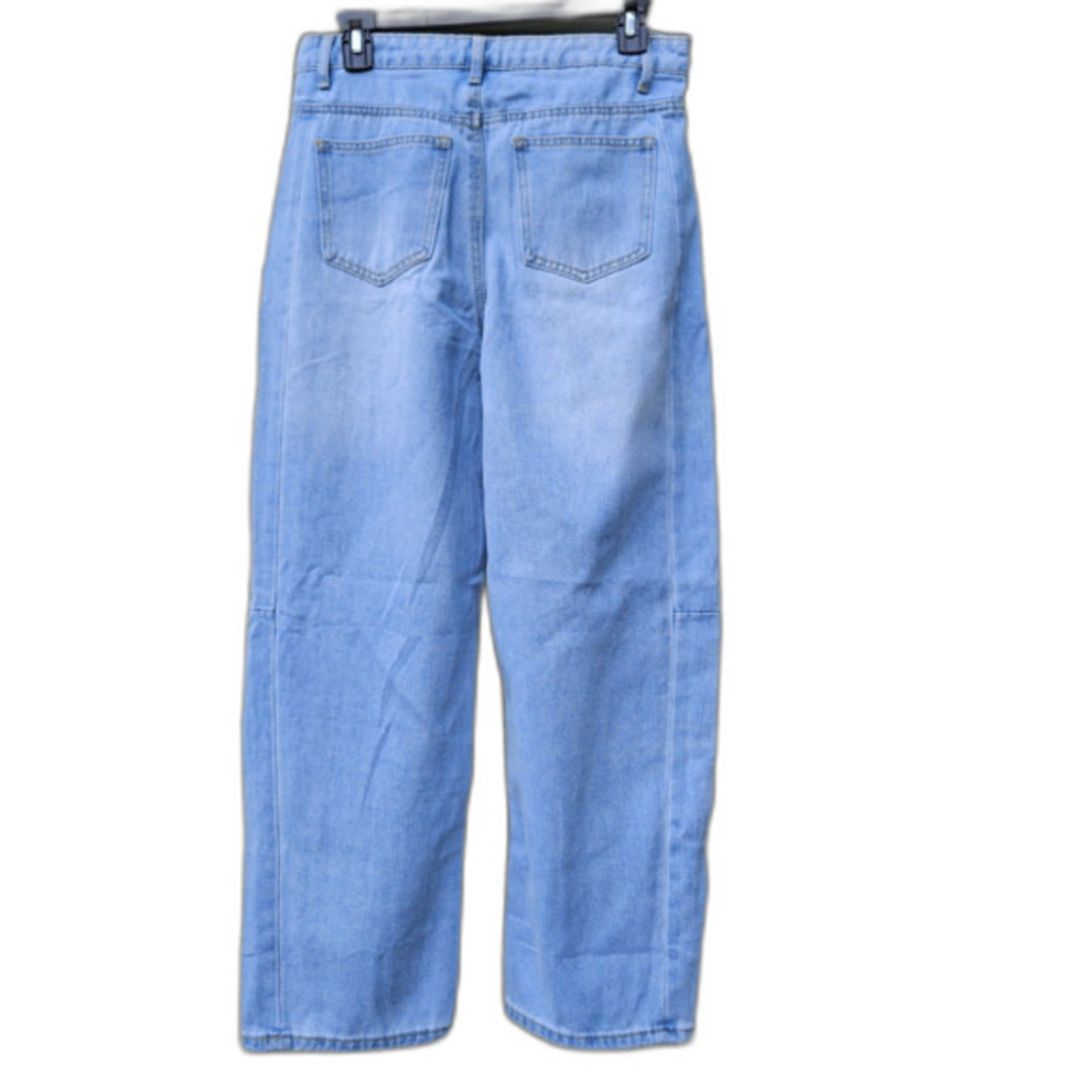 Light Wash High Waisted Wide Leg Jeans‎ Seam Front Denim Baggy Street Pants SZ 8